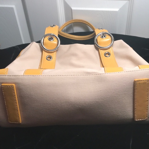 PRESTON & YORK CANVAS AND YELLOW LEATHER SATCHEL - Picture 8 of 8